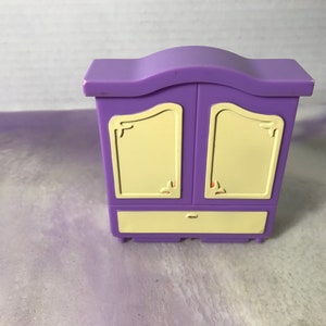 Vintage 1990&#39;s Used Fisher Price  Styled Dollhouse Purple Wardrobe - Vintage Made in China Dollhouse Styled Accessory