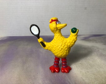 Vintage Applause Sesame Street Big Bird Tennis Player Figure PVC Big Bird Cake Topper Rare Vintage Toy! Sesame Street figure!