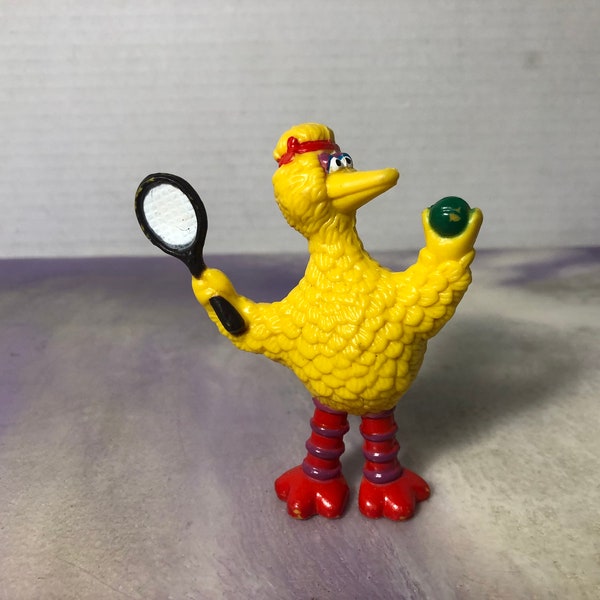Vintage Applause Sesame Street Big Bird Tennis Player Figure PVC Big Bird Cake Topper Rare Vintage Toy! Sesame Street figure!