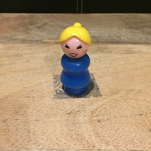 Vintage Fisher Price Little People Figure 1960&#39;s 70&#39;s Fisher Price Blonde School Teacher Blue Dress, School Teacher Little People Lot 5