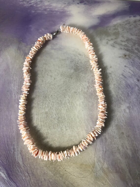 Vintage Pink Puka Shell Necklace 