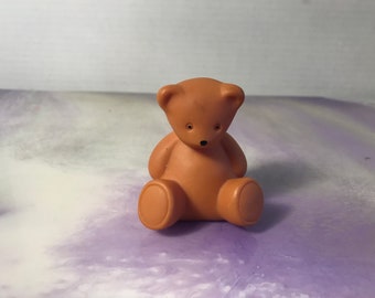 Vintage 1980's Brown Teddy Bear PVC Figure  - Assorted - Rare Vintage Cake Topper Figure 80's