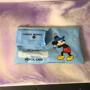 Vintage Walt Disney Productions Mickey Mouse Pencil Case - Raro Vintage anni '80 Disney Topolino Nostalgia