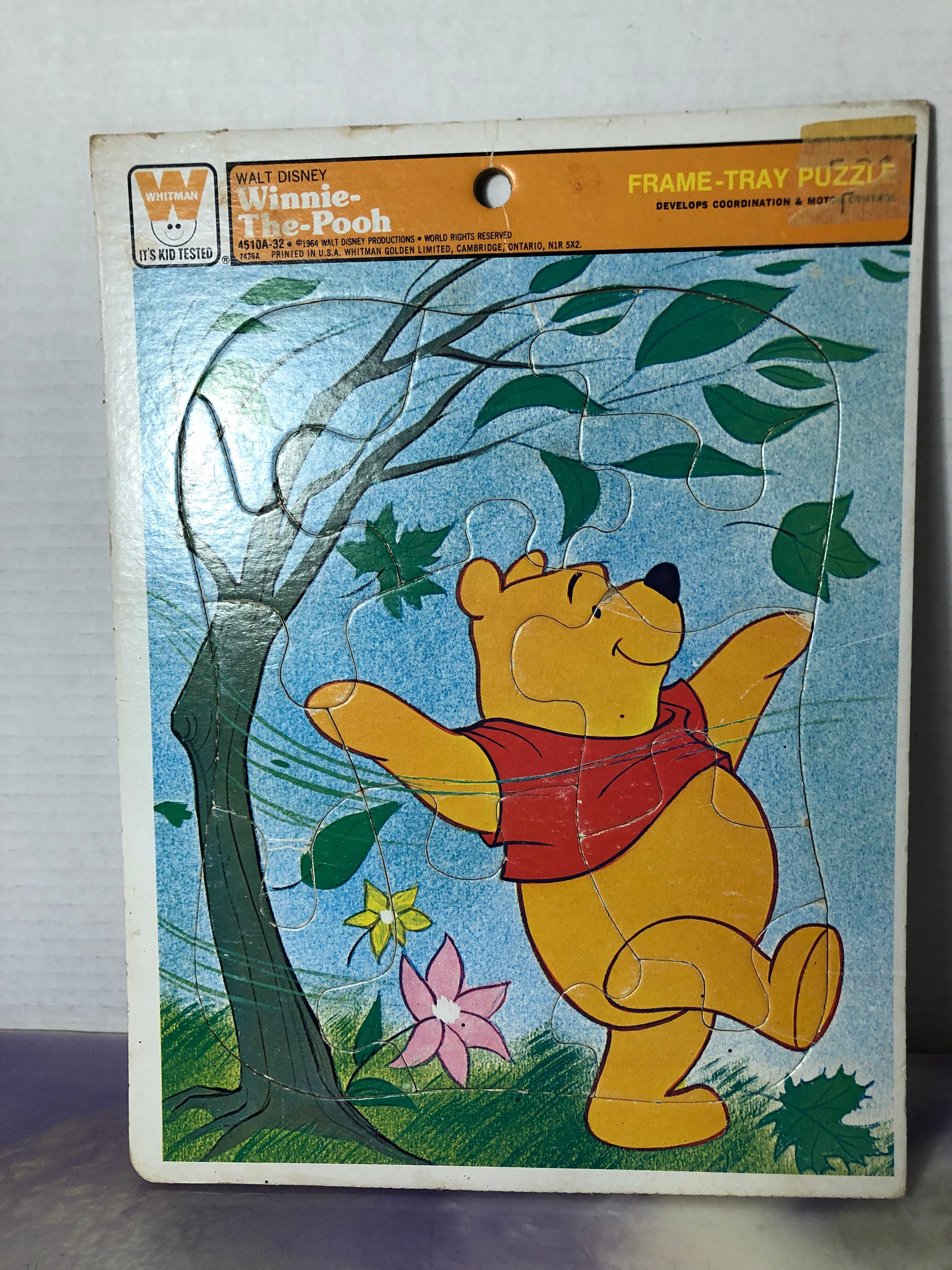 Vintage Whitman Winnie the Pooh Frame Tray Puzzle 1970s Pooh Bear