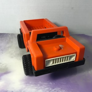 Vintage Fisher Price #316 Orange Husky Helpers Truck Pickup Utility Vehicle - Vintage Fisher Price Nostalgia