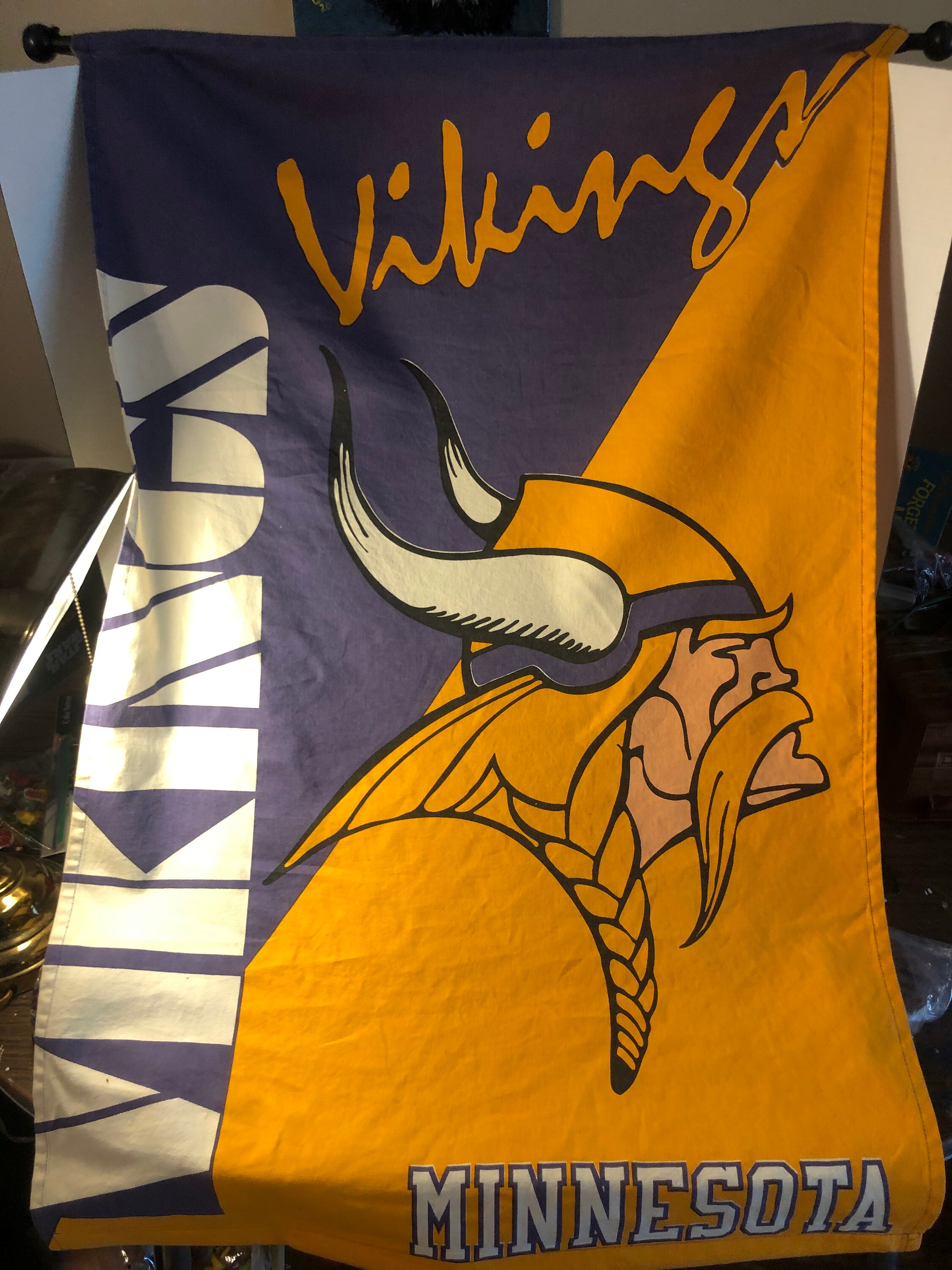 Vintage Minnesota Vikings FLAG BANNER NFL 45x29 Hanging Rod | Etsy