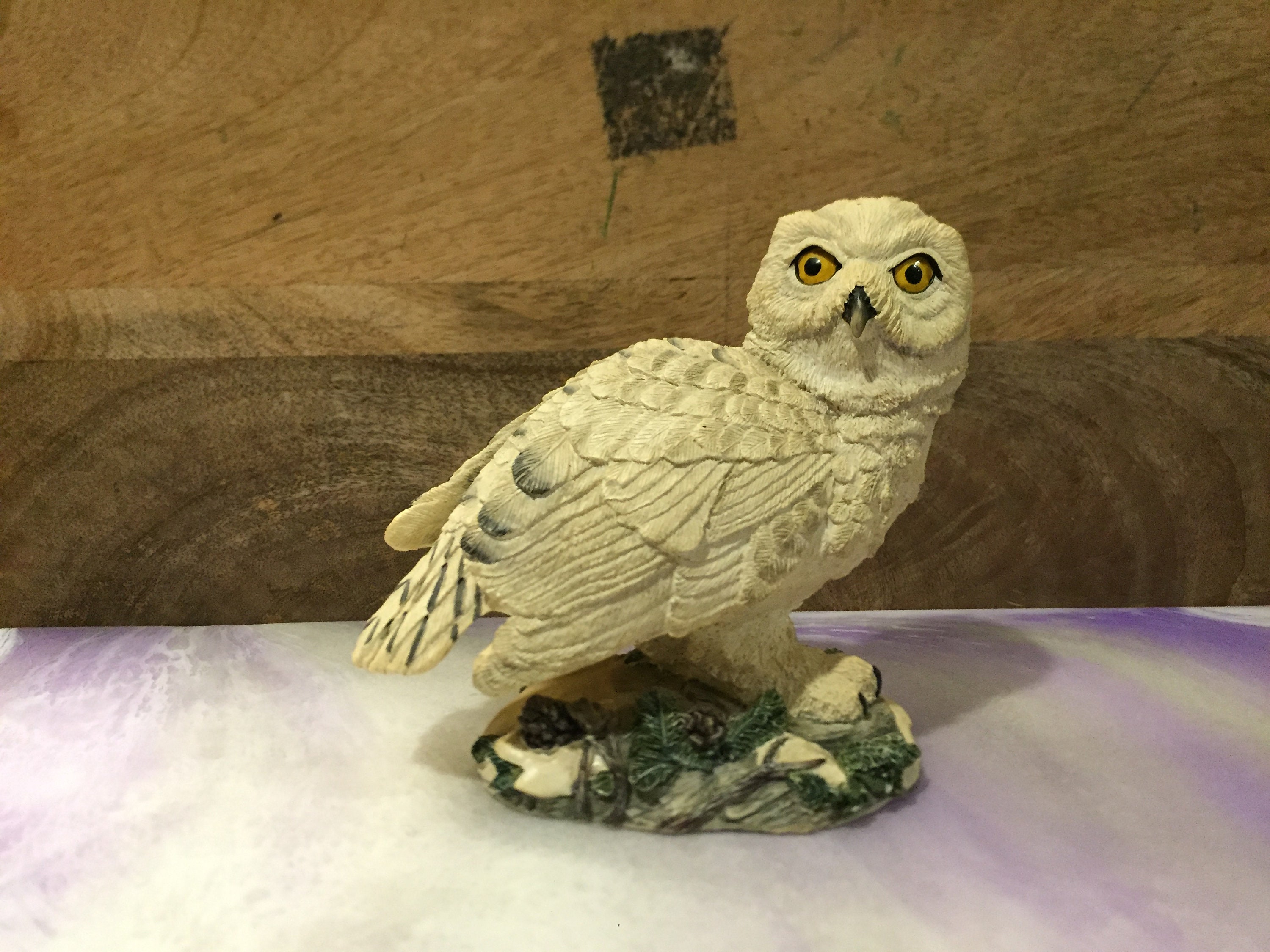 Vintage Snow Ceramic Owl Display Statue / Figurine - 1990's Hamilton Collection Ceramic Owl Stat