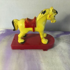 Vintage Reliable Toys Canada - Horse Figure Toy (missing wheels) 1970's Kids Toy Nostalgia