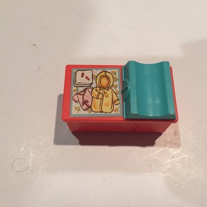 Vintage 1960&#39;s 70&#39;s Used Fisher Price Little People Red Baby Change Table- Vintage Little People Accessory Lot 3