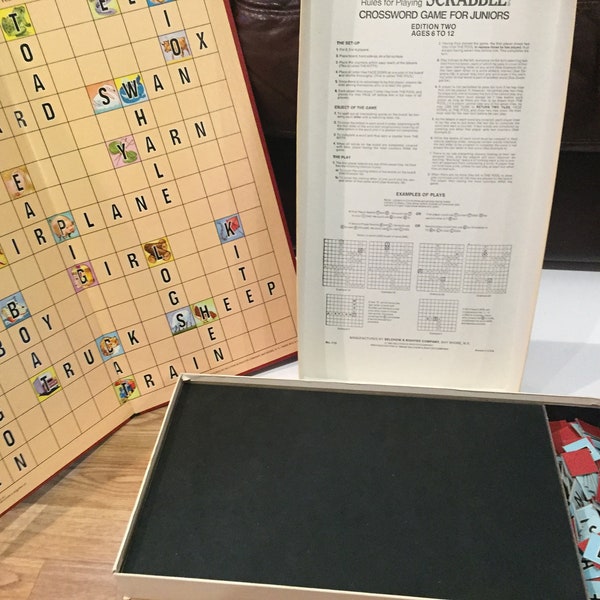 Vintage 1964 Scrabble for Juniors 2nd Edition Ages 6-12 2-4 Players - Fun Vintage Children's Game!