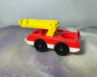 Vintage Fisher Price Little People 1960's 70's Fisher Price Red Fire Truck 1 Seat with Ladder, Garage Playset, Little People 1 Seat Car