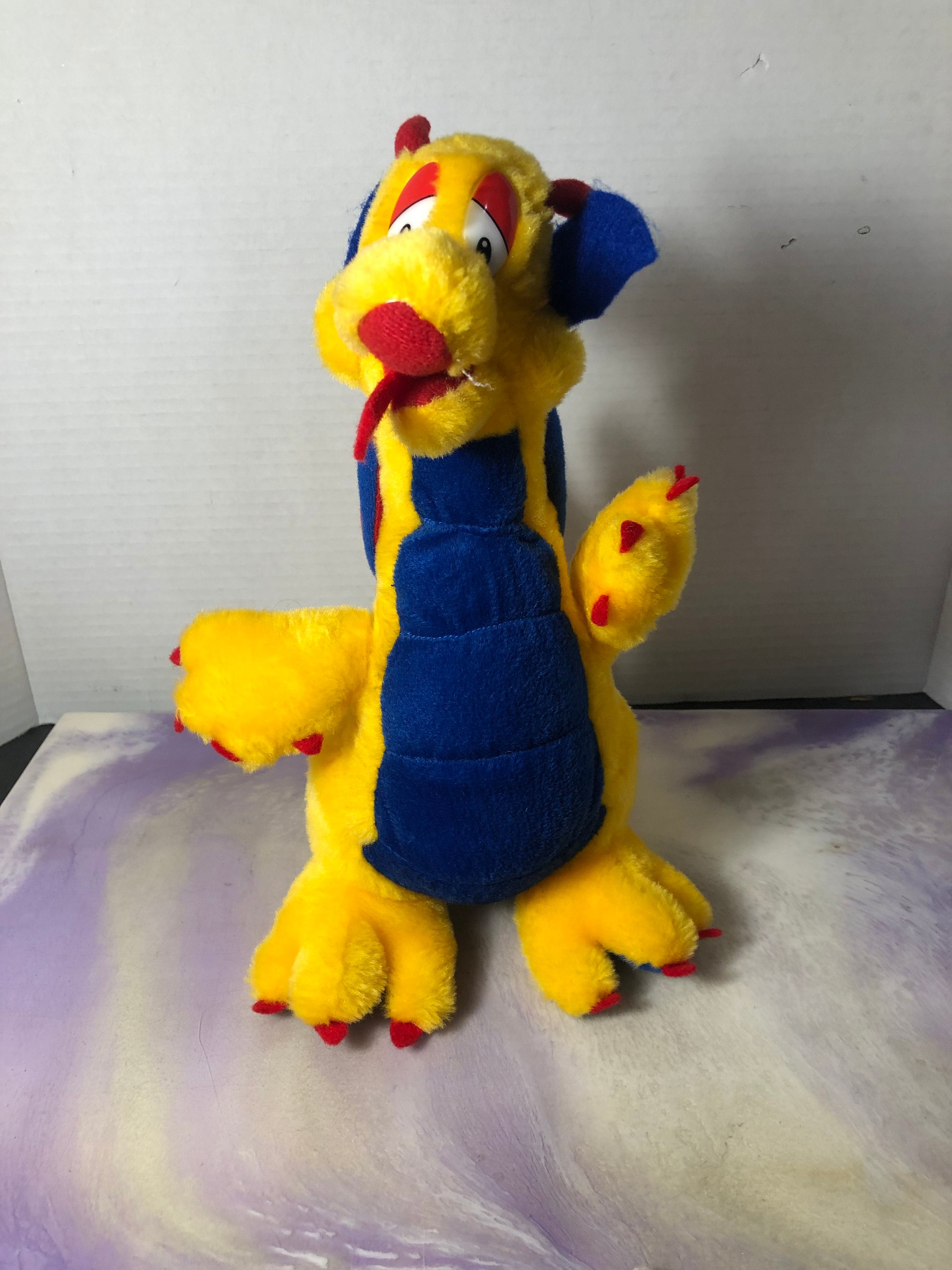 Vintage 1990's Dragon Yellow and Red Dragon Plush Stuffed Animal