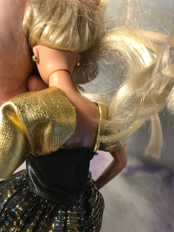 Vintage Barbie Figure Mattel Themed Blonde Barbie Black and Gold Dress Doll  / Figure Loose Condition - Vintage Barbie Nostalgia 1990's Mold - Etsy