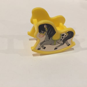 Vintage 1960's 70's Used Fisher Price Little People Yellow Baby Rocking Horse - Vintage Little People Family Accessory