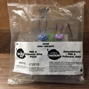 Vintage A Bug&#39;s Life - Avon Kids Flik and Princess Atta Figure Pack - Brand New- 1998 Vintage Disney Pixar Toy Cake Topper