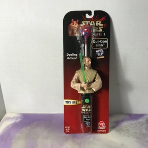 Vintage 1998 Episódio 1 Star Wars Vintage Qui-Gon Jinn SPIN POP Candy Sucker - Star Wars novo em pacote colecionável