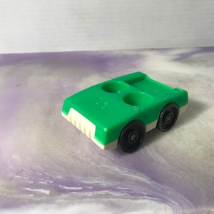 Vintage Fisher Price Little People 1960&#39;s 70&#39;s Fisher Price Green Two Seater Car, Garage City Playset, Little People Green 2 Seat Car
