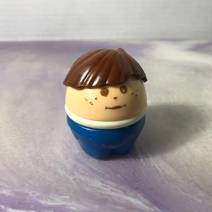 Vintage 1990s Little Tikes Chubby Figure - Boy Brown Hair Blue Outfit , 90&#39;s Little Tykes Vintage
