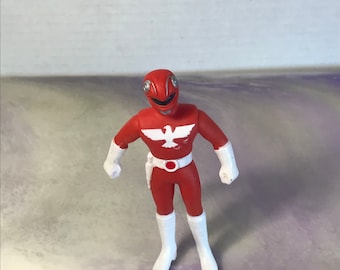 Vintage Knock Off PVC MMPR Red Ranger Made in China Figure / Cake Topper - Rare Vintage 90's Power Rangers Toy Figure