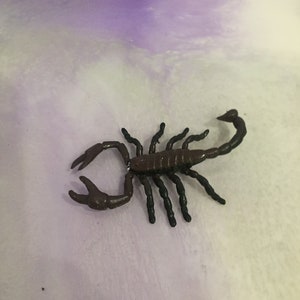 Vintage 1980&#39;s Scorpion Insect Cake Topper Made In China - Evil Insect PVC Toy Figure - Black and Brown