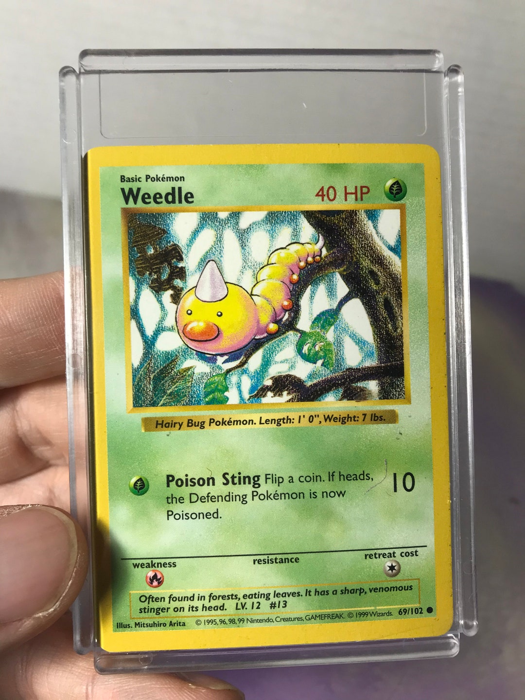 weedle pokemon card Vintage Pokemon Trading Card Game Base Set Shadowless Weedle - 69/102 - Pokemon  Card Rare Vintage Pokemon Accessory