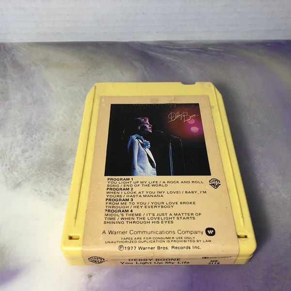 Vintage 8 Track Cassette / Cartridge - Debbie Boone - You Light Up My Life  Rare Vintage 1970's Nostalgia