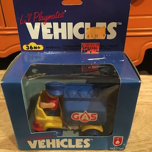 Vintage 1985  L&#39;il Playmates Vehicles Gas Truck and Figure  Little Playmates Figures - Brand New Never Opened
