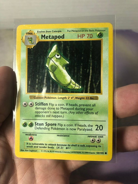 Vintage Pokemon Trading Card Game Base Set Shadowless Metapod - 54/102 - Pokemon  Card Rare Vintage Pokemon Accessory - Etsy Denmark