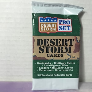 Zestaw zabytkowych kart kolekcjonerskich Desert Storm z 1991 roku, zestaw Pro SEALED PACK - rzadki nostalgiczny klimat lat 90.