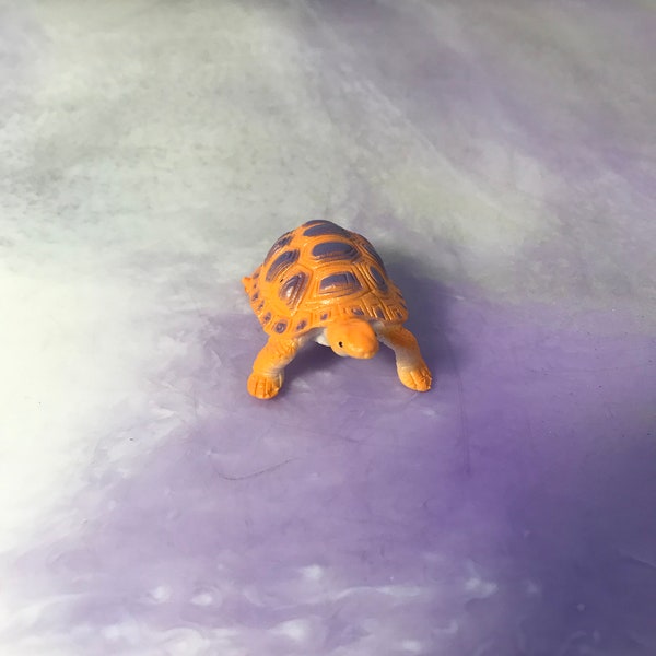 Vintage Made In China 1990's  Orange TURTLE  - Vintage Marine Life PVC Figure - Cake Topper Toy