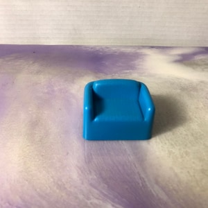 Vintage 1970&#39;s Arco Hong Kong Ltd Dollhouse Furniture - Blue Living Room Chair - Rare Vintage Toy Dollhouse Nostalgia