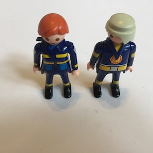 Vintage Playmobil Figure Lot - 2 Fire Fighter Figures- 90&#39;s Playmobil Set Figures - Rare Vintage Nostalgia