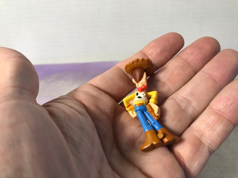 Vintage Disney Pixar Toy Story - Action Figure - 2 inch Sheriff Woody - Rare Vintage Toy Story Cake Topper Figure 90's image 3