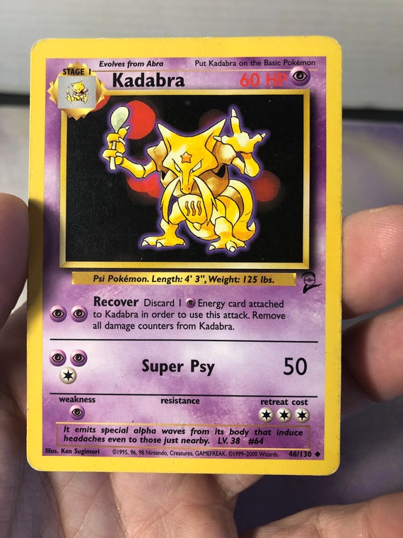 Vintage Pokemon Trading Card Game 1999 Kadabra 46/130 | Base Set 2 | Rare NON-HOLO |pokemon WOTC - Used Played With - Etsy Australia Vintage Pokemon Trading Card Game 1999 Kadabra 46/130 | Base Set 2 | Rare NON-HOLO |pokemon WOTC - Used Played With - Etsy Australia