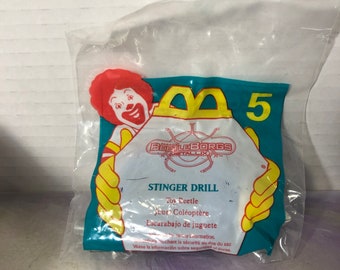 Vintage 1997 Beetleborgs Metallix Stinger Drill - Toy Beetle Toy Saban BRAND NEW - Mcdonalds Toy