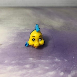 Vintage The Little Mermaid Figure PVC FLOUNDER Cake Topper - Rare Vintage Little Mermaid Cake Topper
