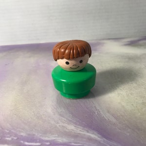 Vintage 1990s Fisher Price Little People Chubby Figure - Man with Brown Hair and Green Outfit , 90&#39;s Little People Figure!