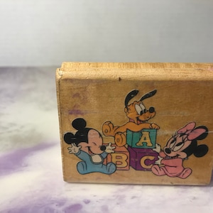 Vintage 90&#39;s Disney Babies themed Wooden Stamp / Retro Stamp Nostalgia
