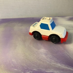 Vintage Fisher Price 90s White and Red Car , City Playset, Fisher Price Car Toy