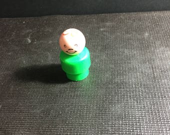 Vintage 1960's 70's Used Fisher Price Little People Green Body Figure - Vintage Little People School Family Playset Figure