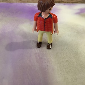 Vintage Playmobil 1990&#39;s Figure- Rare Vintage Playmobil City Playset - Man Red and Beige Outfit  Rare Vintage Playmobil