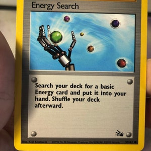 Vintage Pokemon Trading Card Game 1999 Energy Search Trainer 59/62 / Fossil Set / Raro NON-HOLO / Pokemon WOTC - Usato giocato con