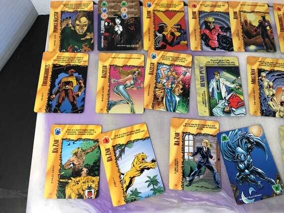 Vintage 1990s Marvel OVERPOWER Card Game 20 Card Mixed Lot