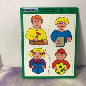 Vintage Puzzle Patch Pre-School Frame Tray Puzzle 1990s Family Themed - Complete Used Kid's Learning Puzzle Nostalgia