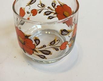 Vintage Floral Patterned 70's 80's Glassware - MINT - Rare Vintage 70s Nostalgia Glassware/ Bar ware
