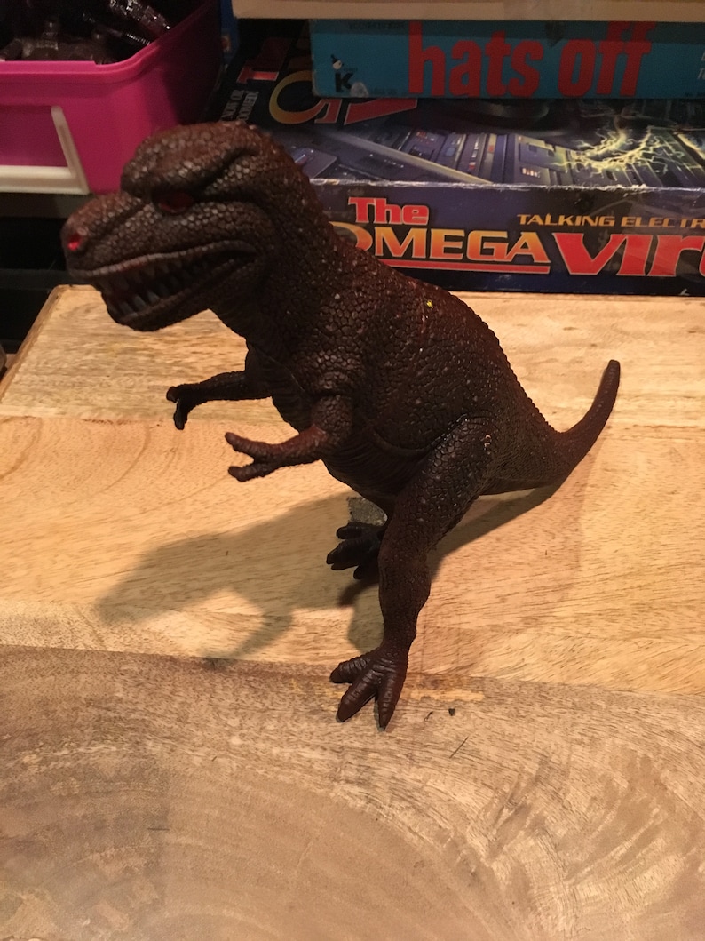 Vintage 90/'s Red and Brown T-Rex Tyrannosaurus Rex 90/'s Awesome Nostalgia Made in China Dinosaur Figure Cake Topper
