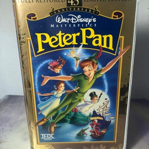 Vintage Peter Pan - Vhs Tape 1980's Animated Walt Disney Home Video Clamshell - Disney Nostalgia