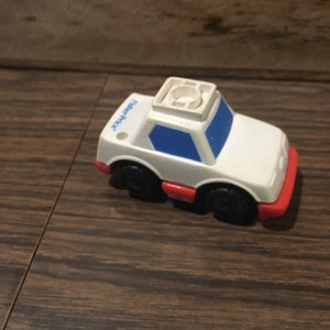 Vintage Fisher Price 90s Red and White Toy Car, City Playset, Fisher Price Red and White  Car Toy