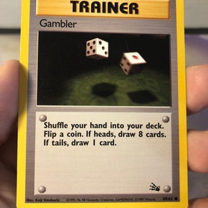 Vintage Pokemon Trading Card Game 1999 Gambler 60/62 / Fossil Set / Raro NON-HOLO / Pokemon WOTC - Usato Giocato Con