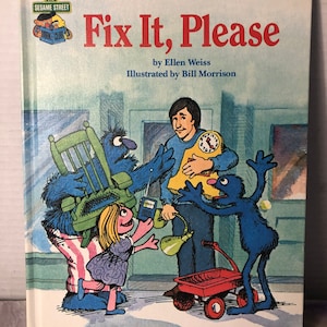 Vintage Kids The Sesame Street Book, &quot;Fix It, Please&quot; 1980&#39;s Golden Book, Jim Henson&#39;s Muppets, Vintage Book
